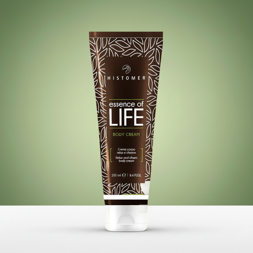 Body cream with green gradient background