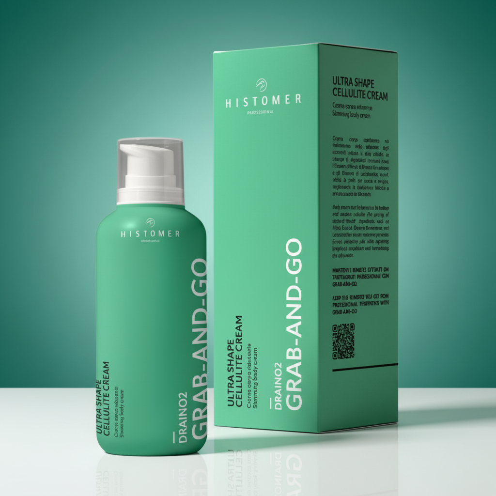 Cellulite cream set with matching teal gradient background