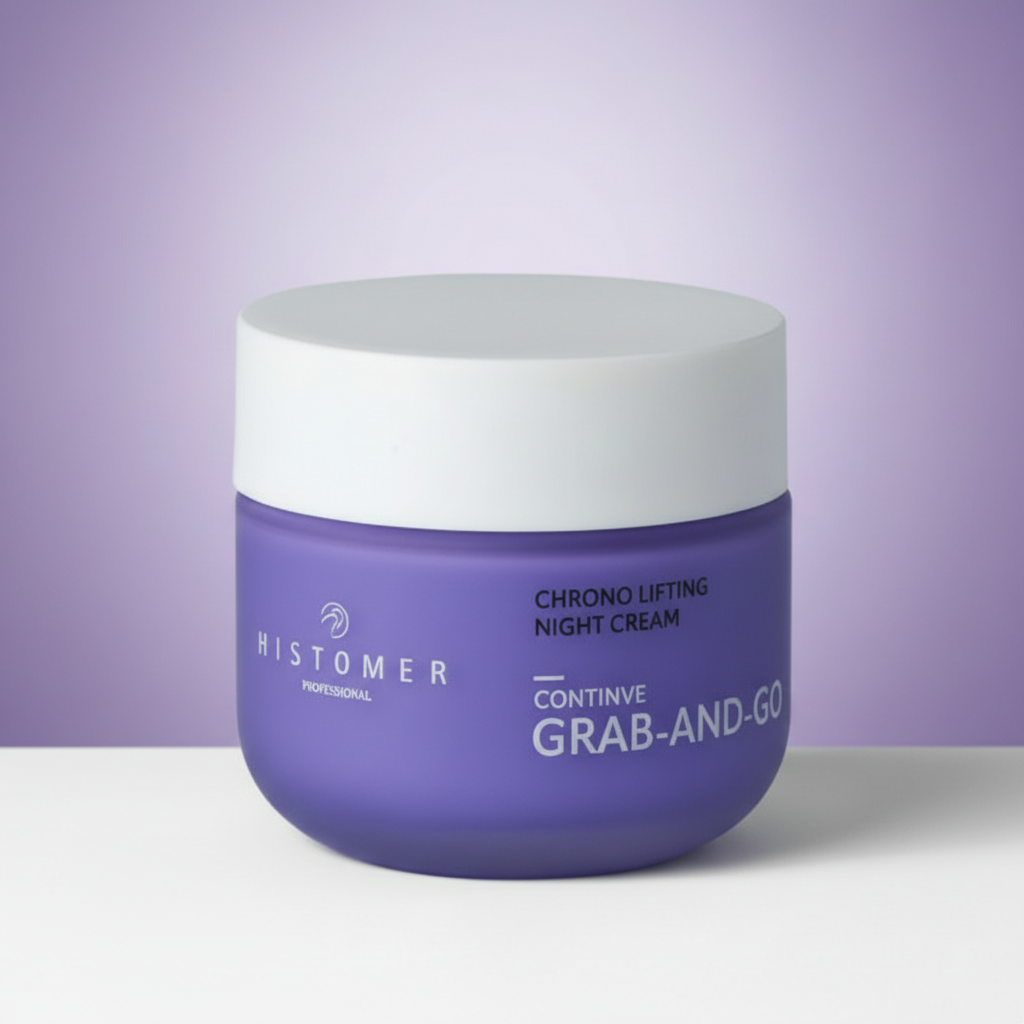 Enhanced night cream with purple background