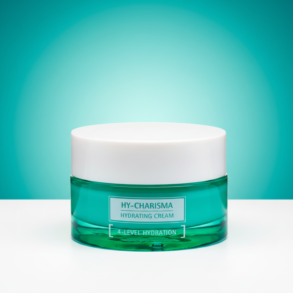 Hydrating cream with teal gradient background