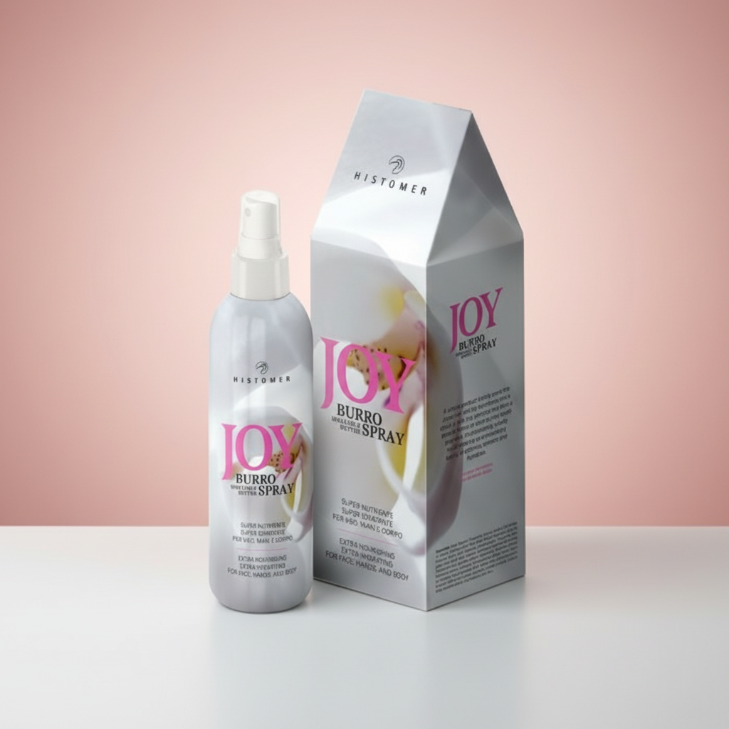 JOY Burro Spray with pink gradient background