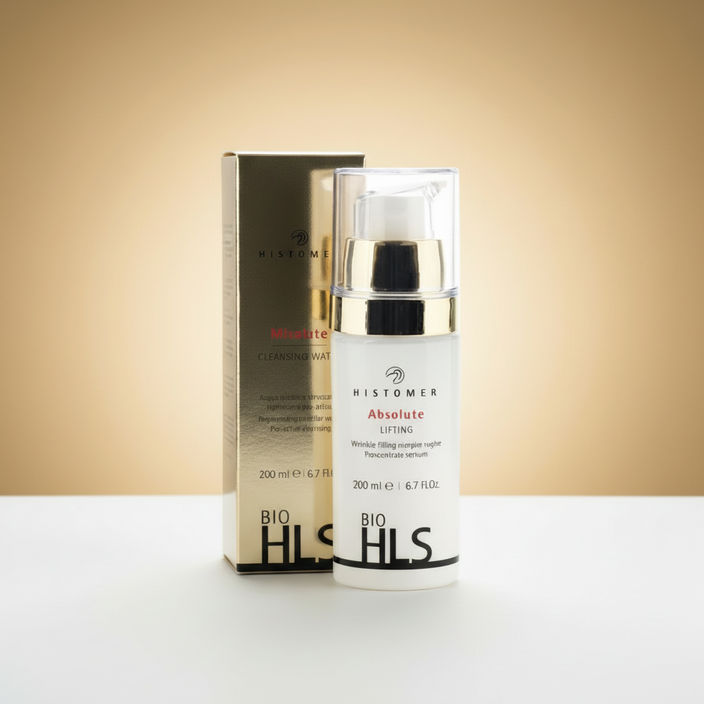 Lifting serum with golden gradient background