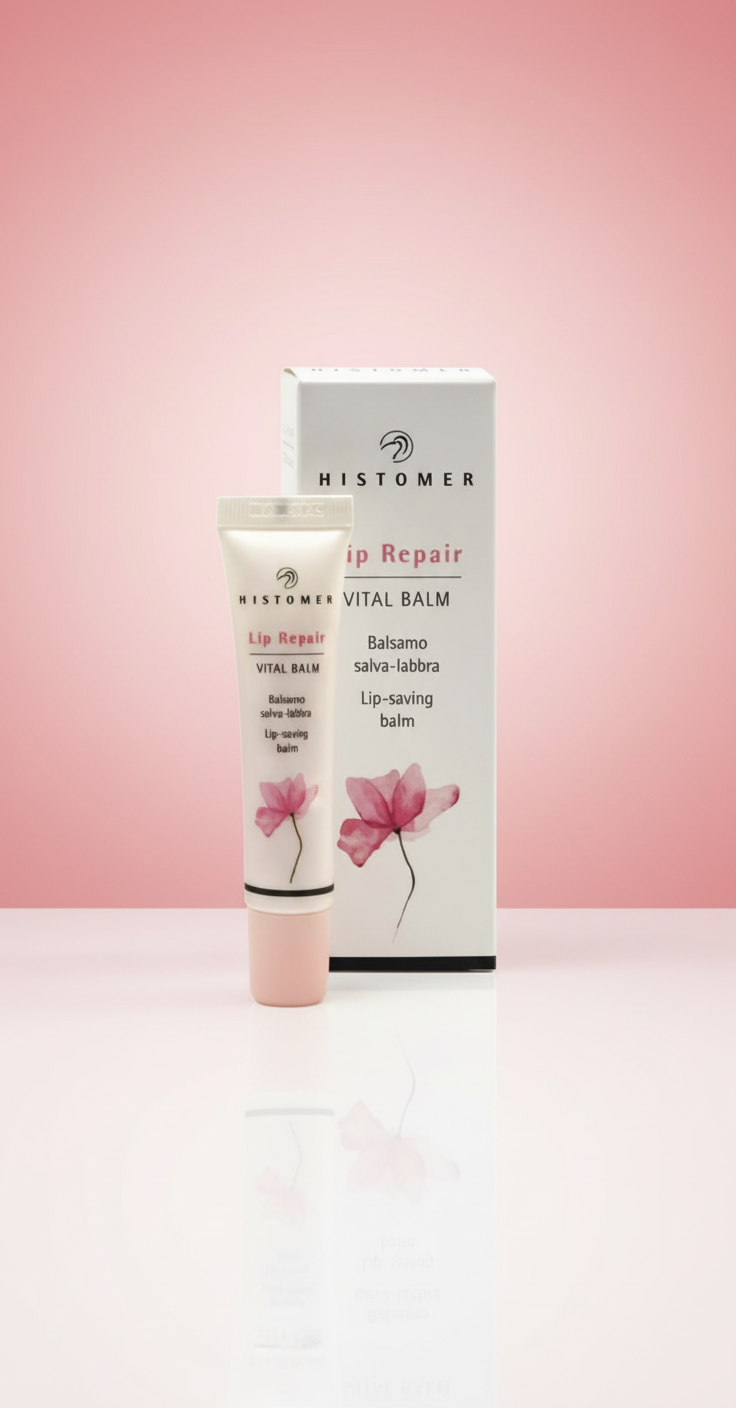 Lip Repair Vital Balm with pink gradient background