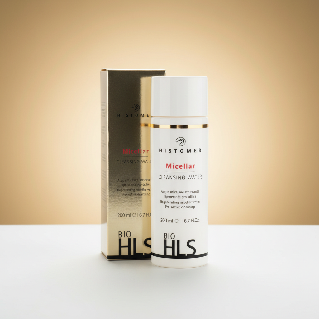Micellar cleansing water with lighter golden background
