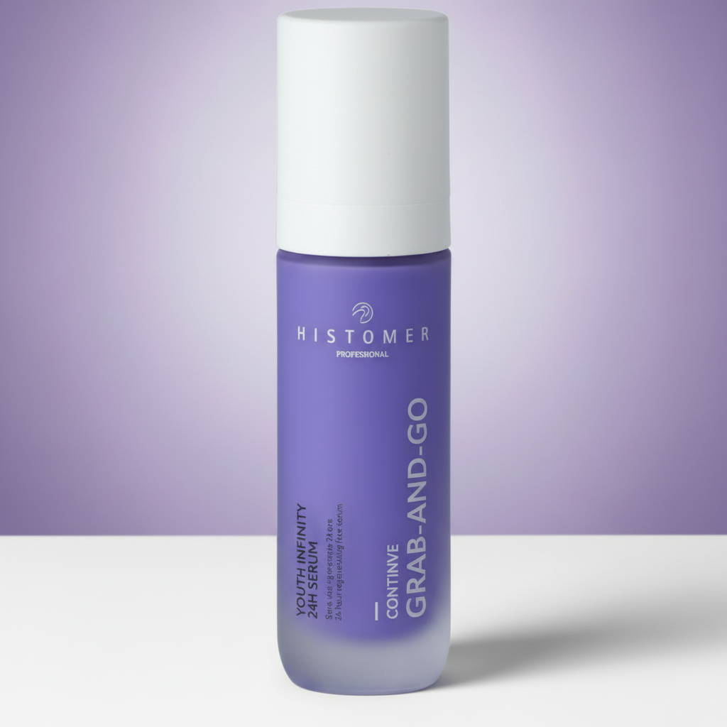 Youth serum with purple gradient background
